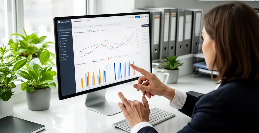 Responsable analysant des données de suivi sur écran d'ordinateur